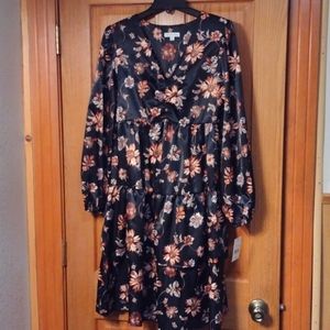 Flower Pattern Flowy Dress
